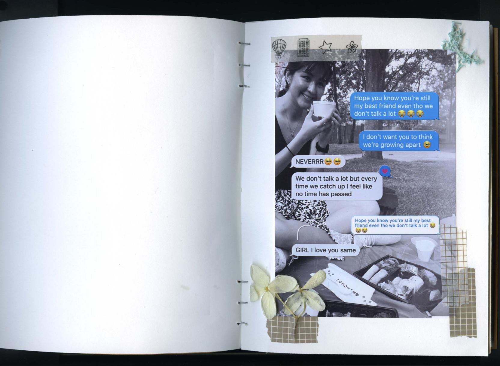 Friendship spread — picnic and best friends texts